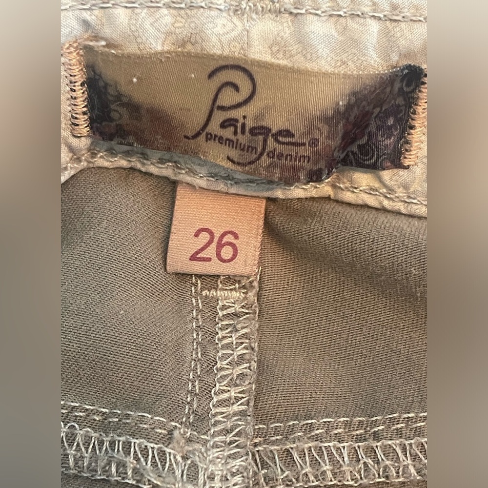 Paige Premium Denim “Venice” Women’s Chinos Size 26 Olive Skinny - Picture 6 of 7